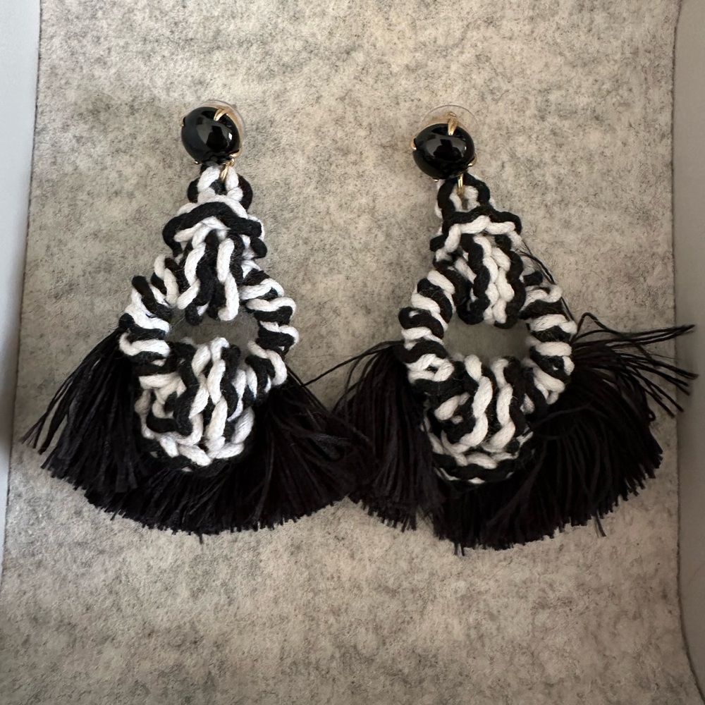 Nautical statement earrings, J Crew, black & white